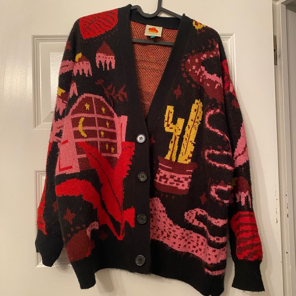 FARM Rio black tropical magic sweater cardigan S
